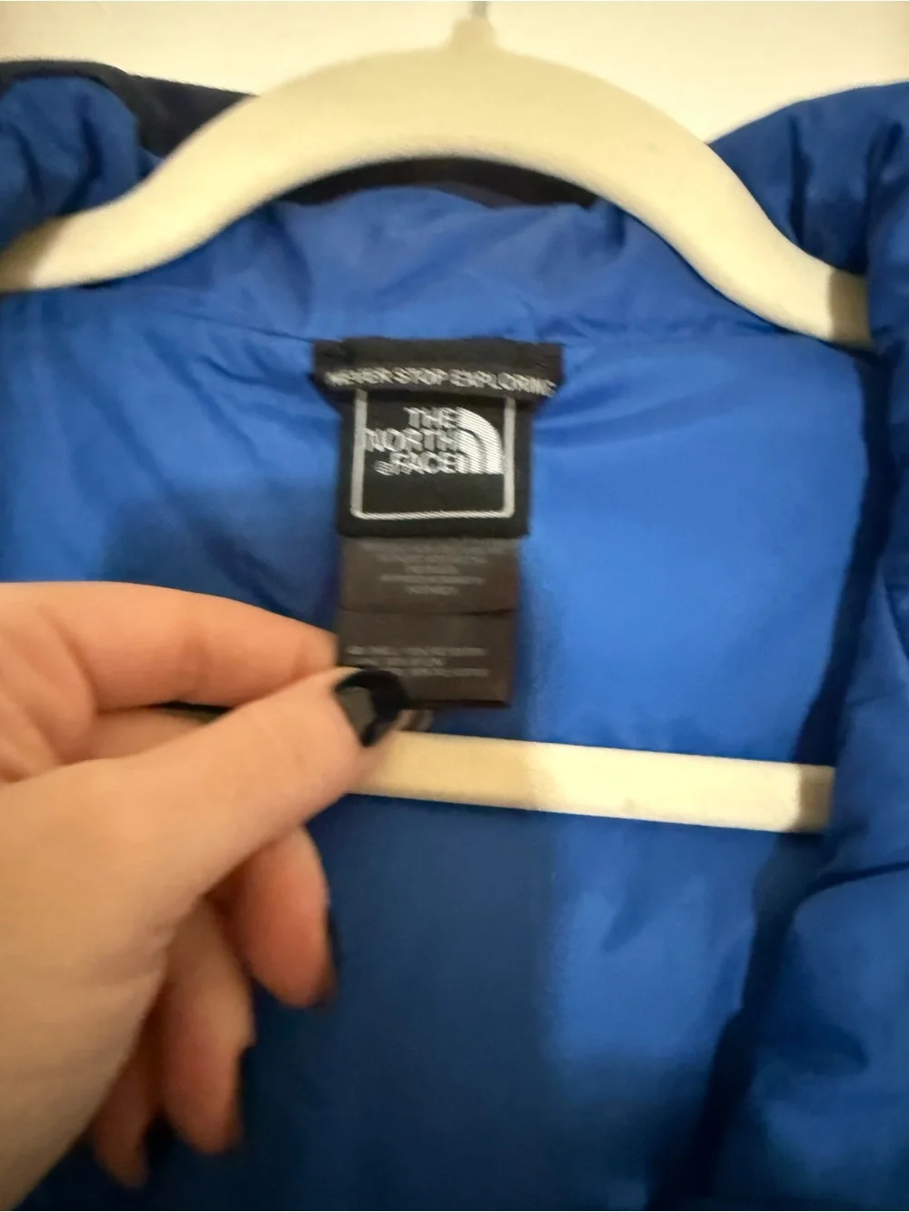 The North Face Navy Jacket with Bright Blue Lining